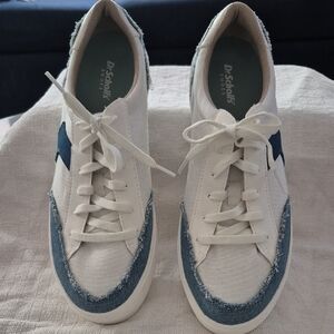 Dr. Scholl's White and Denim Blue Sneakers